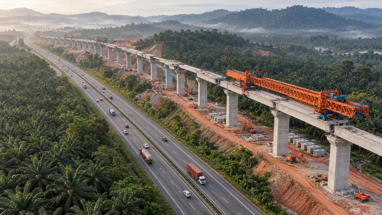 A highway viaduct under construction